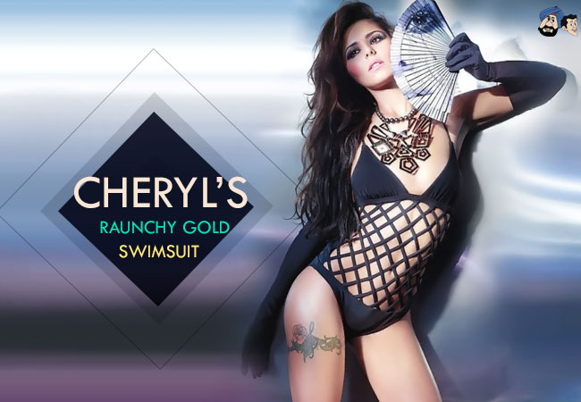 ​​सुनहरे स्विम शूट में चेरिल 