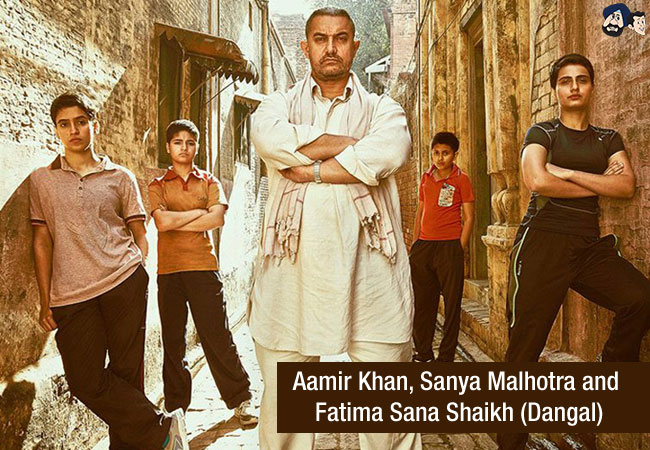 Aamir Khan, Sanya Malhotra and Fatima Sana Shaikh (Dangal)