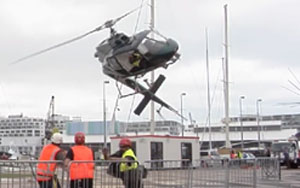 Helicopter Rotor catches Steel Rope 