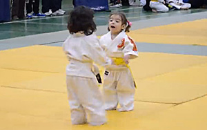 Little Girls` Judo Fight