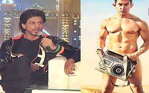 Shahrukh Khan MOCKS Aamir Khan's PK Poster 