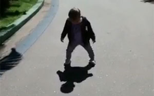 Kid Scared of his Own Shadow