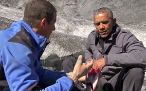 Bear Prepares a Salmon Meal for President Obama