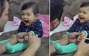 Baby Tries to Prank Her Dad Everytime He Tries to Cut Her Nails