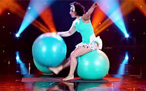 One Charming Woman And Three Exercise Balls