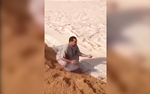 Roaring Sand River Made of Hail in Saudi Arabia