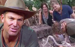 WHOA! Anaconda bites Shane Warne on the Head!