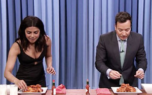 Priyanka Chopra and Jimmy Have a Wing-Eating Contest