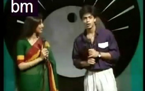 Late 80`s video. Rare Doordarshan Program. Shah Rukh Khan as TV Presenter with guest Kumar Sanu. Kumar Sanu is singing an unreleased song.