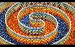 The Amazing Triple Spiral Of 15,000 Dominoes