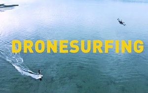 Surfing The Ocean Tied To A Heavy Duty Drone