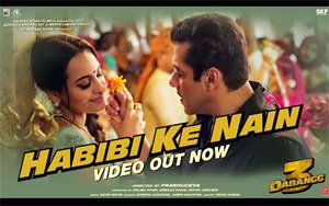 Presenting the video Habibi ke Nain from the most awaited movie Dabangg 3.<br>
Music: SAJID WAJID<br>
Singers: Shreya Ghoshal, Jubin Nautiyal<br>
Lyricists: Irfan Kamal<br>
Cast: Salman Khan, Sonakshi Sinha, Arbaaz Khan, Saiee Manjrekar, Kichcha Sudeep<br>
Directed by Prabhu Deva